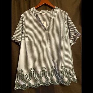 Sage Green Stripped Blouse